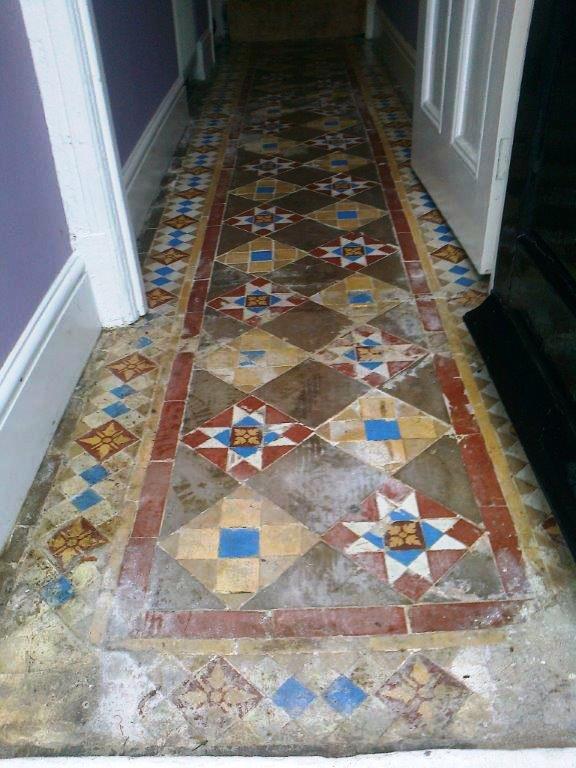 Victorian floor Tiles Chester before cleaning