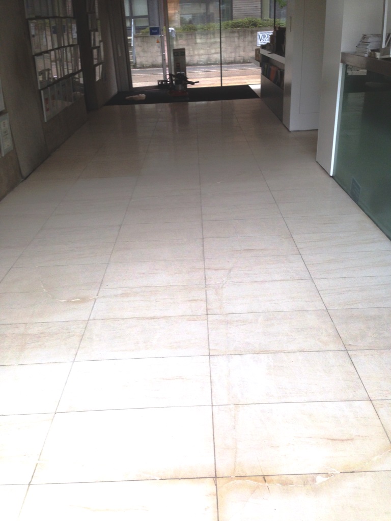 Damaged Limestone Tiled Floor in Wilmslow After